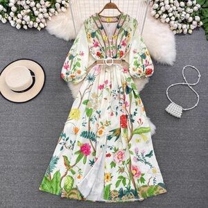 Floral Maxi Dress with Belt